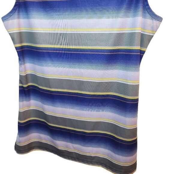 Oakley Womens Striped Tank Top Collared Active Sleeveless Shirt Blue Small - Picture 5 of 7